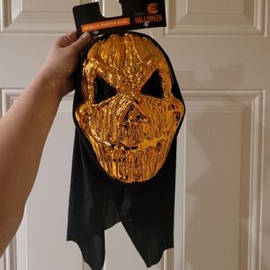Halloween Orange Metallic Pumpkin Mask